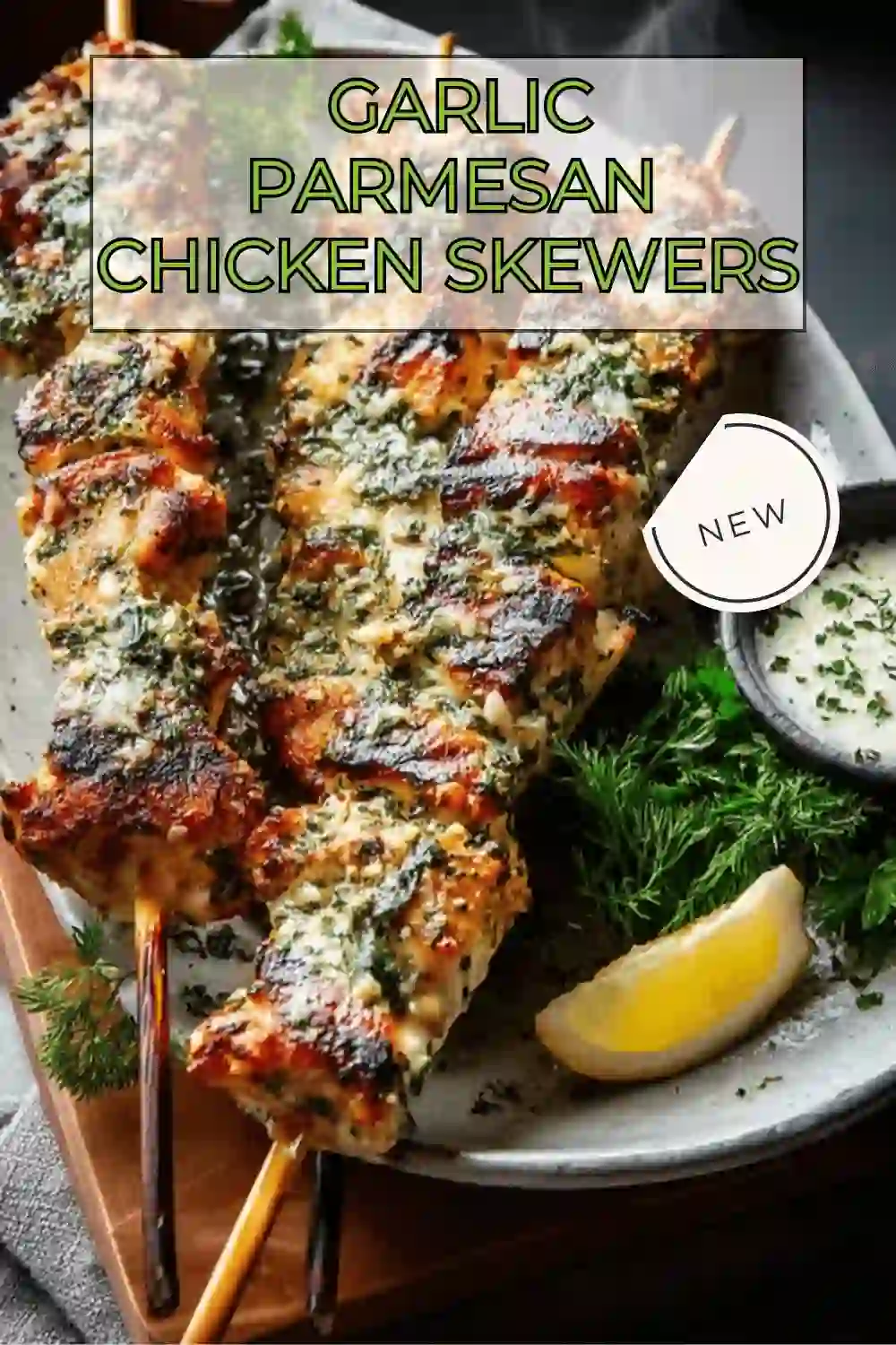 Garlic Parmesan Chicken Skewers with Spicy Butter Sauce