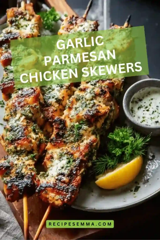 Garlic Parmesan Chicken Skewers with Spicy Butter Sauce
