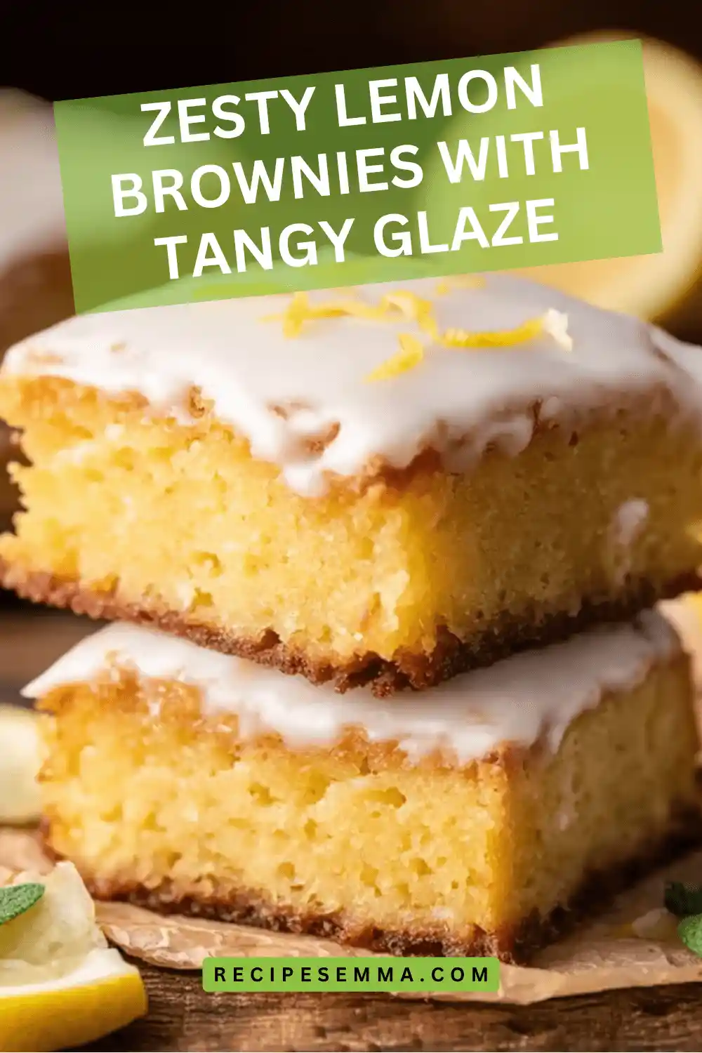 Zesty Lemon Brownies with Tangy Glaze