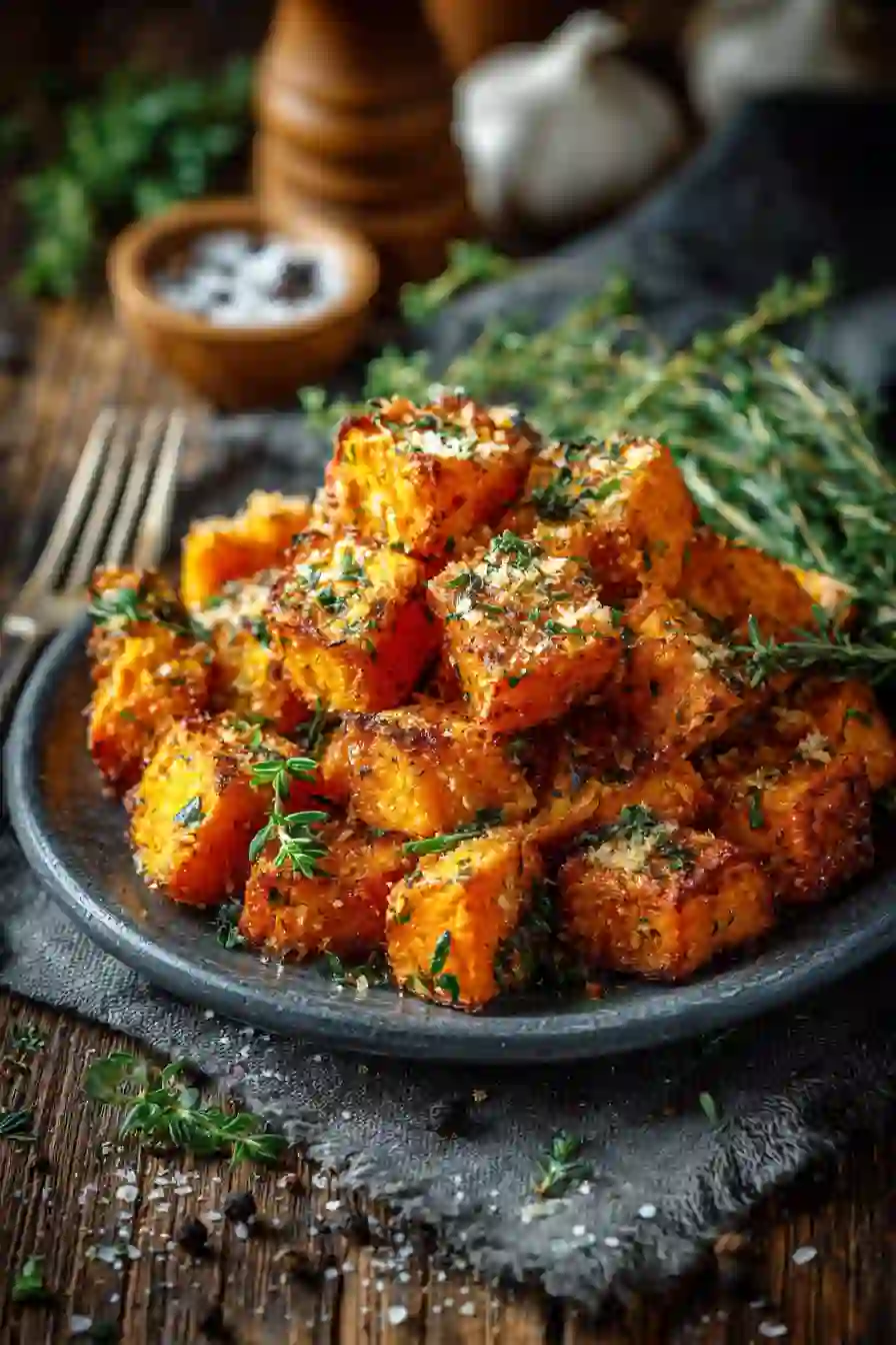 Crispy Garlic Parmesan Roasted Sweet Potatoes