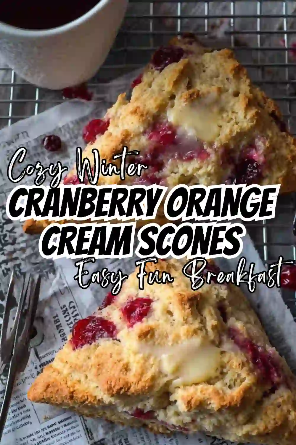 Cranberry Orange Cream Scones with Fresh Cranberries