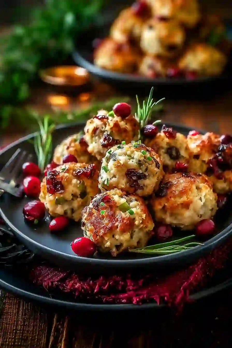 Cranberry Turkey Stuffing Balls with Savory Herbs