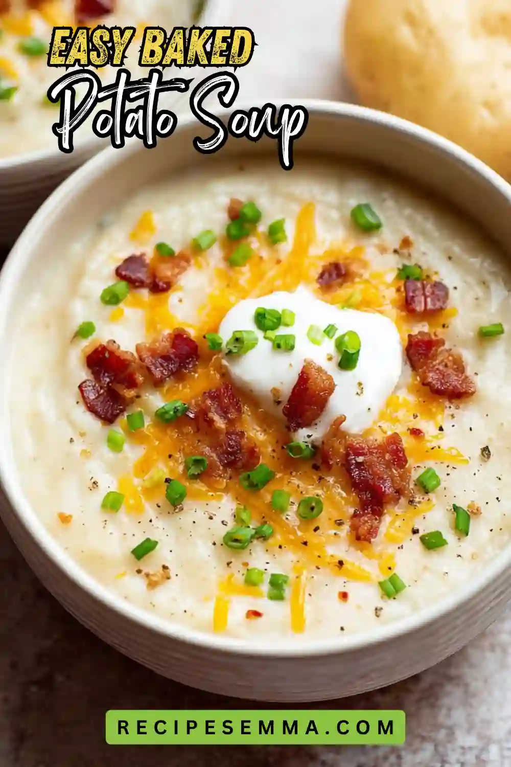 Easy Baked Potato Soup (Creamy, Cozy & Loaded!)