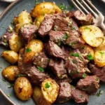 Garlic Butter Steak Bites and Potatoes