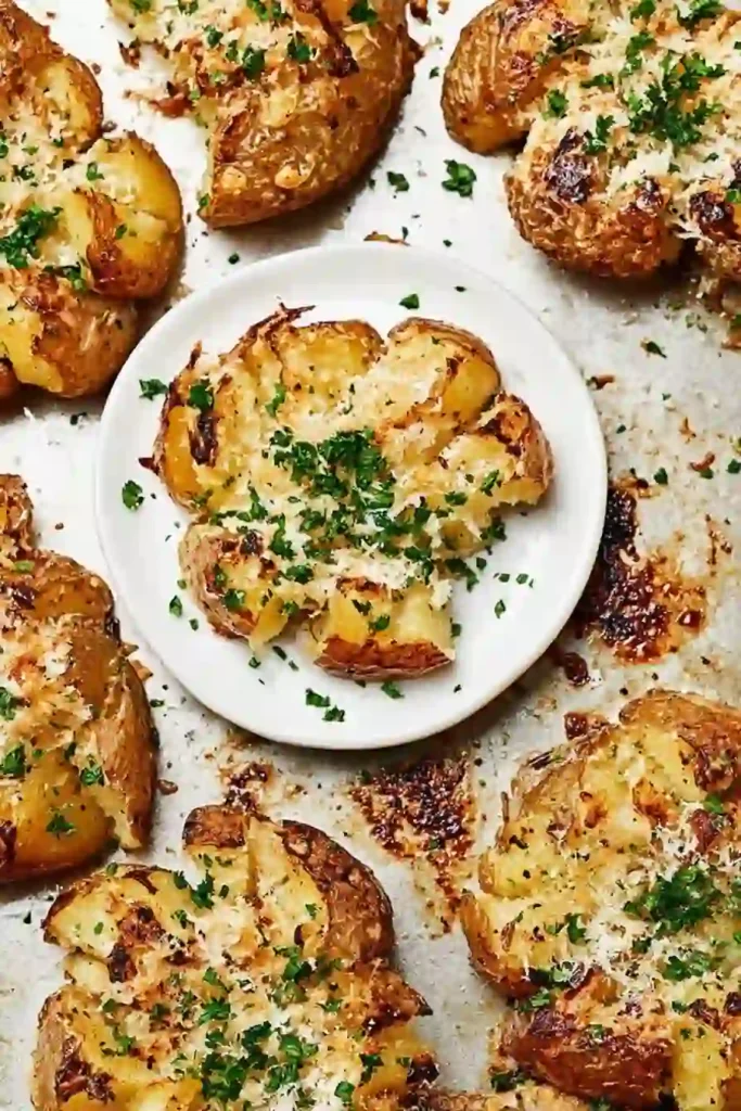 Garlic Parmesan Smashed Potatoes 1