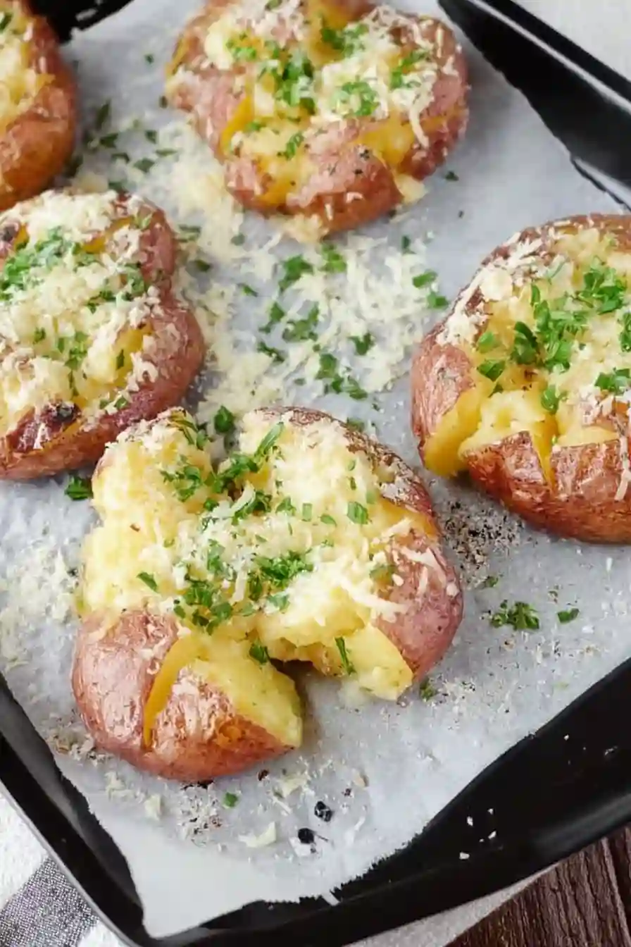 Crispy Garlic Parmesan Smashed Red Potatoes Recipe
