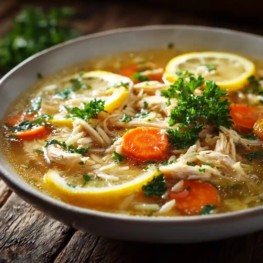 🍋 Cozy Lemon Chicken Orzo Soup (Light, Healthy & Comforting!)