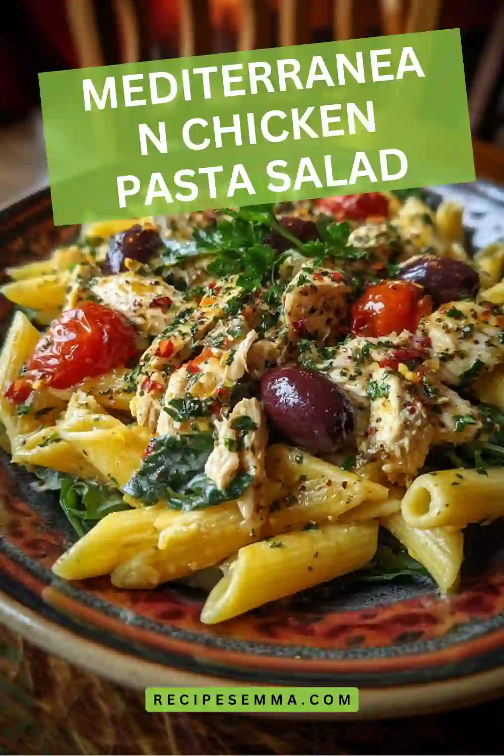 Mediterranean Chicken Pasta Salad with Feta & Olives 7 Mediterranean Chicken Pasta Salad1