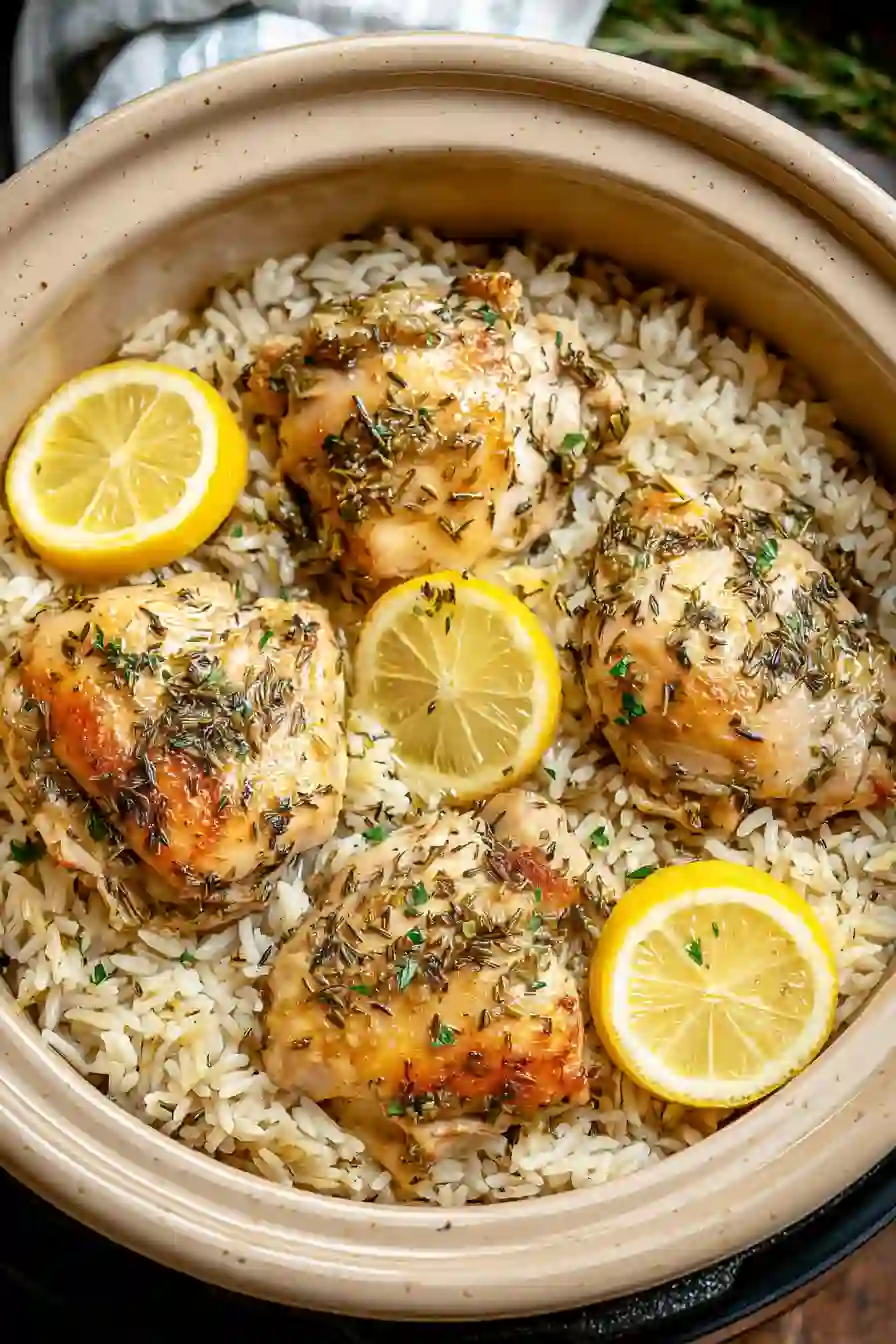 Slow Cooker Lemon Herb Chicken and Rice – Comfort in Every Bite