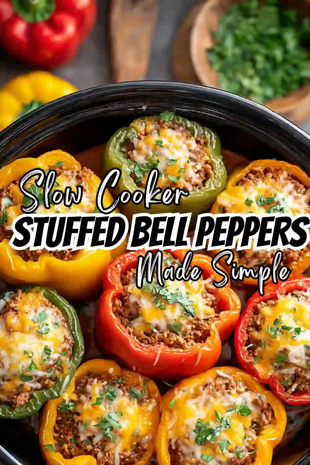 Slow Cooker Stuffed Bell Peppers (Crockpot Recipe) 5 Slow Cooker Stuffed Bell Peppers 1