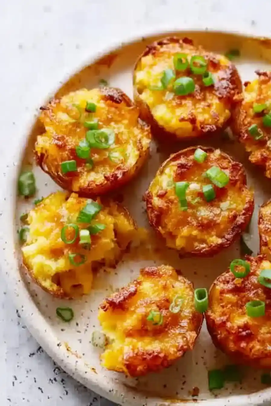 Crispy Smashed Baked Potatoes with Cheddar and Beef
