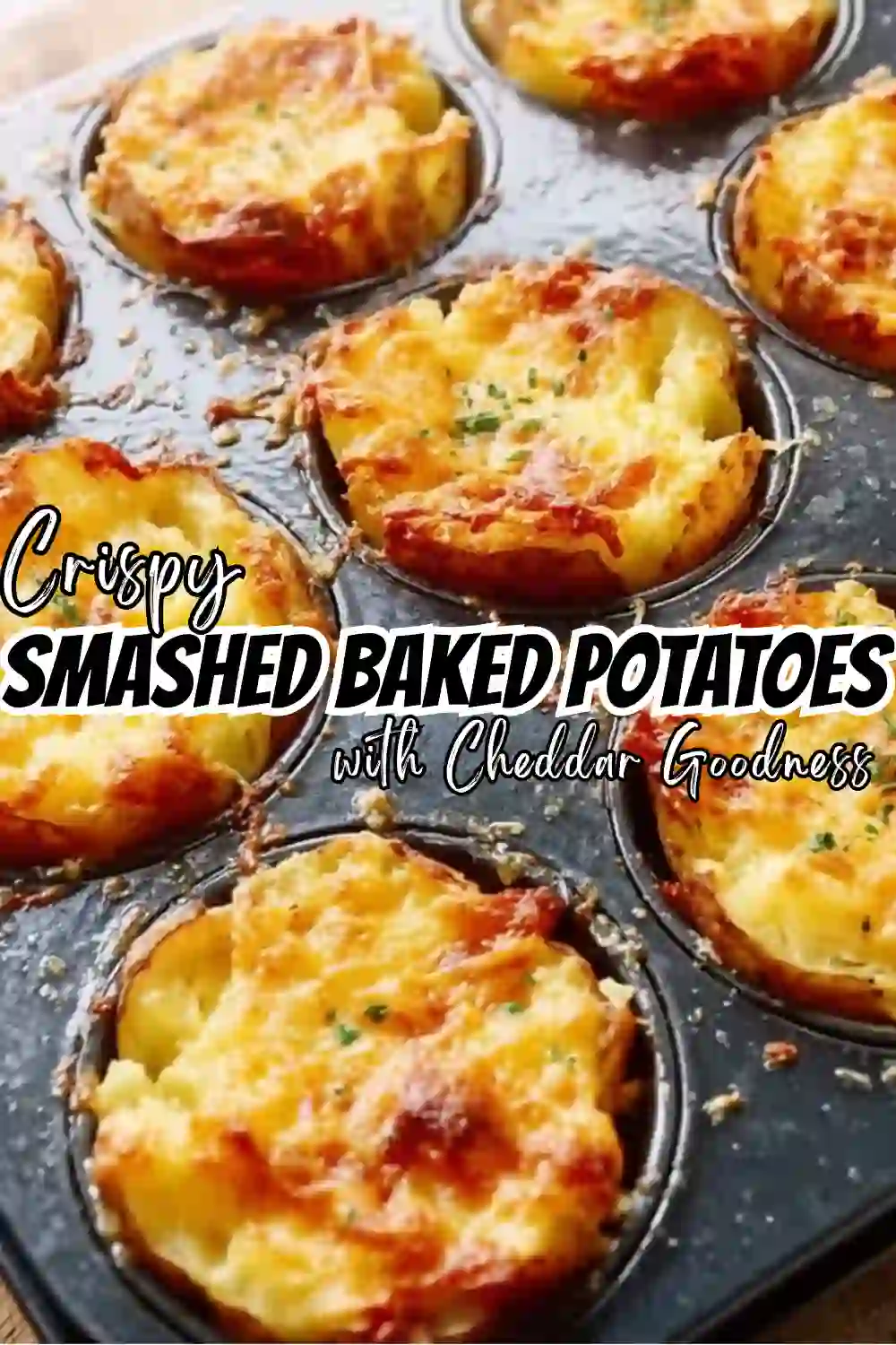 Smashed Baked Potatoes with Cheddar