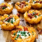 Cheesy Tater Tot Appetizer Cups with Bacon & Sour Cream 4 Tater Tot Appetizer Cups