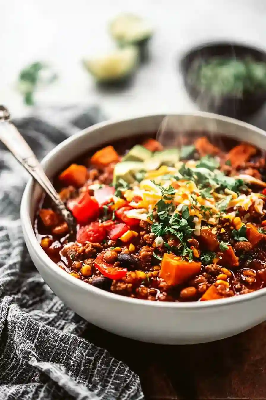 Cozy Turkey Sweet Potato Chili with Fall Flavors
