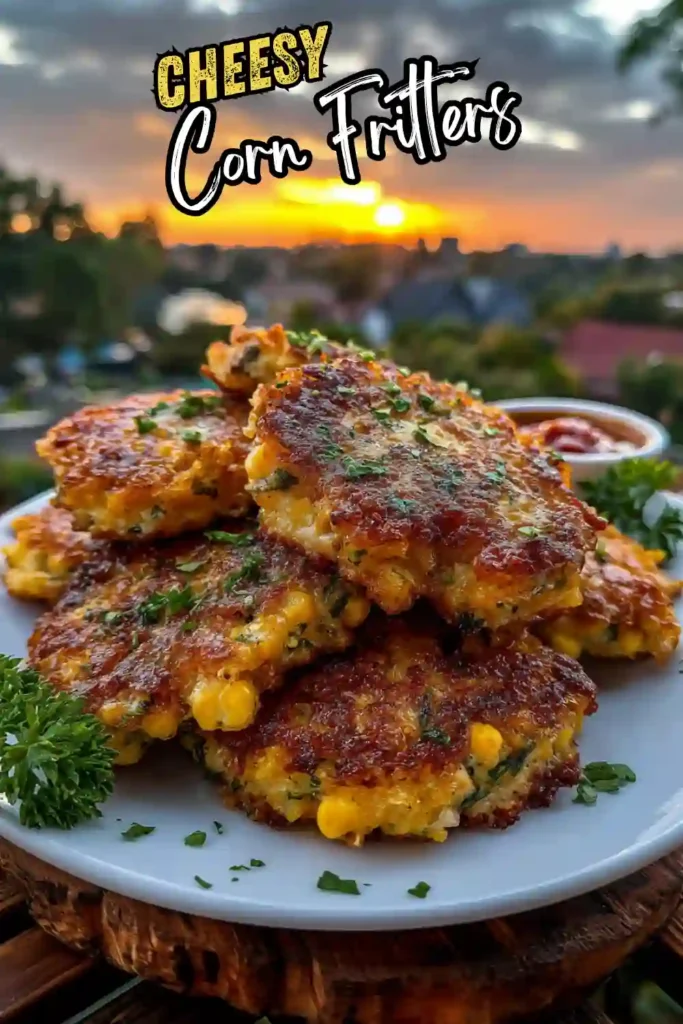 crunchy cheesy corn frittersgarlic