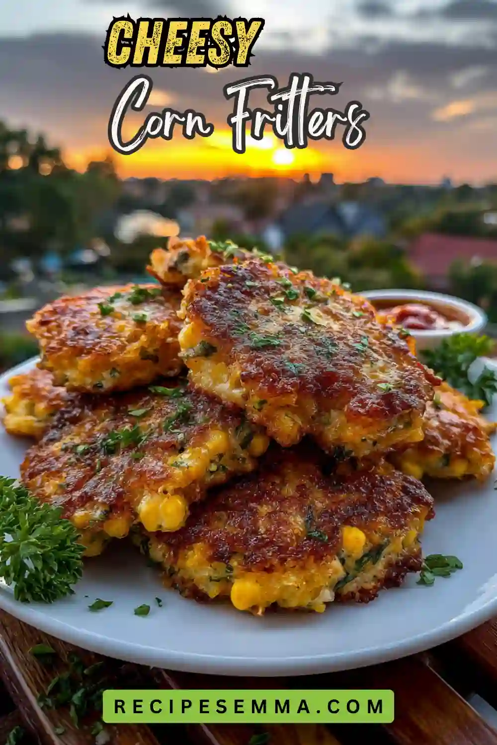 crunchy cheesy corn frittersgarlic1