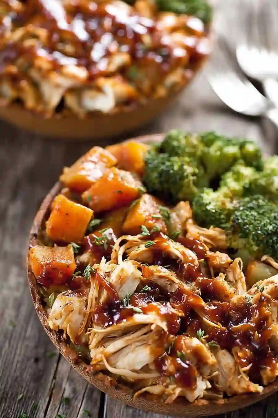 BBQ Chicken & Roasted Sweet Potato Bowls Recipe for Clean Eating