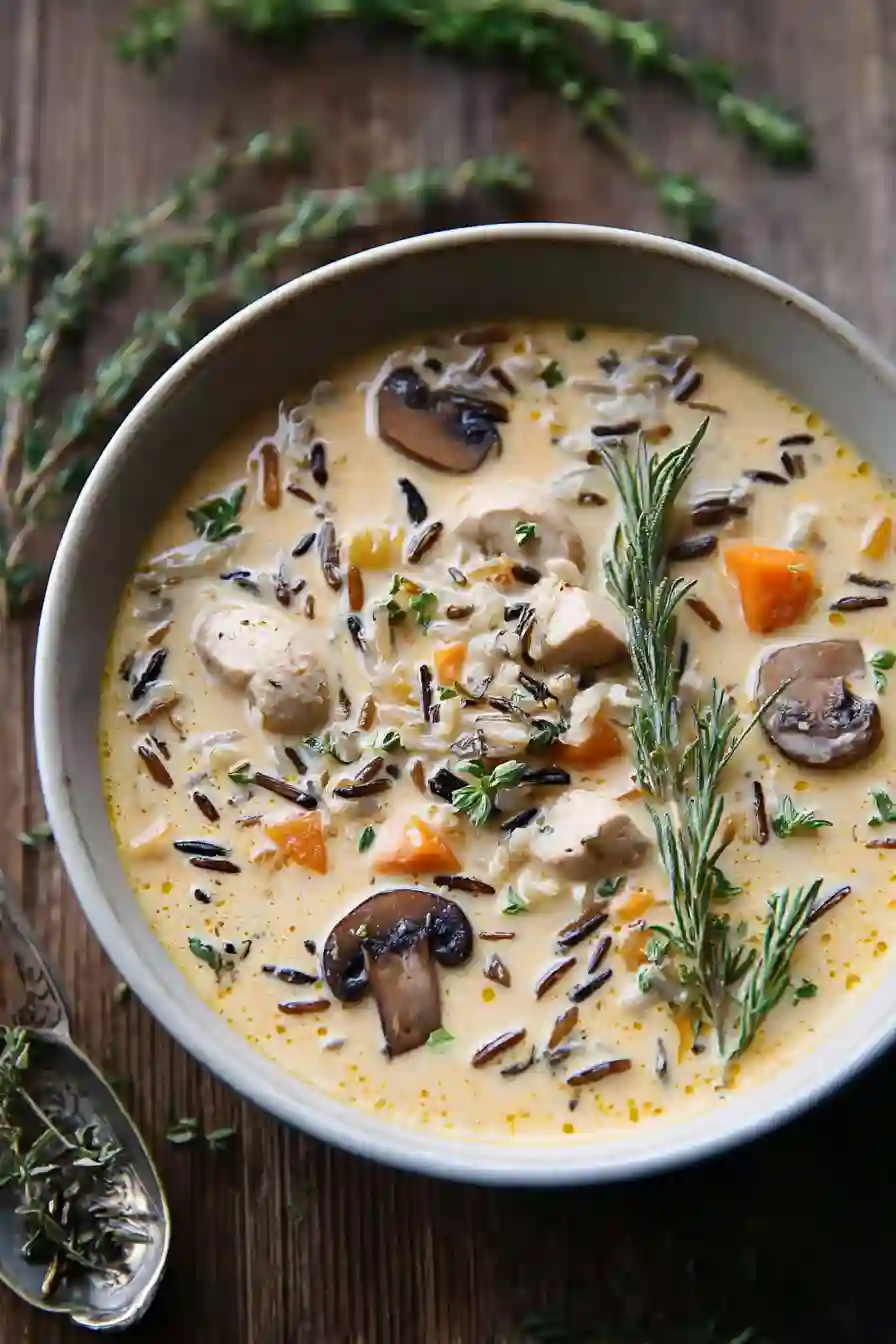 Cozy Creamy Mushroom Chicken and Wild Rice Soup Recipe