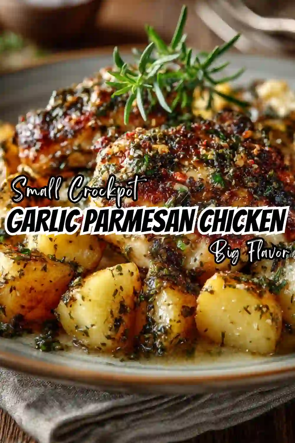 Crockpot Garlic Parmesan Chicken and Potatoes
