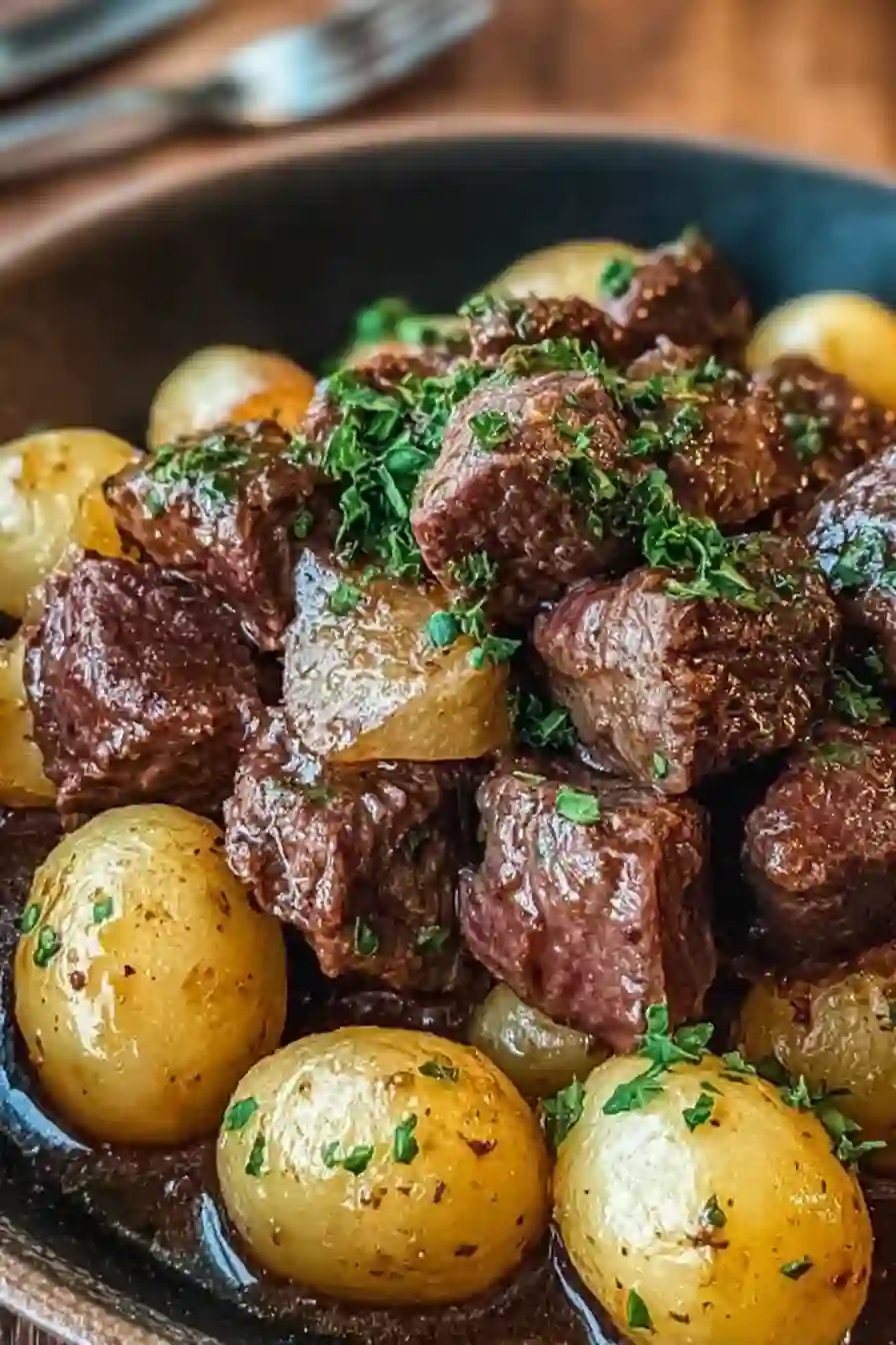 Garlic Butter Beef Bites with Potatoes – Easy Crockpot Comfort Food