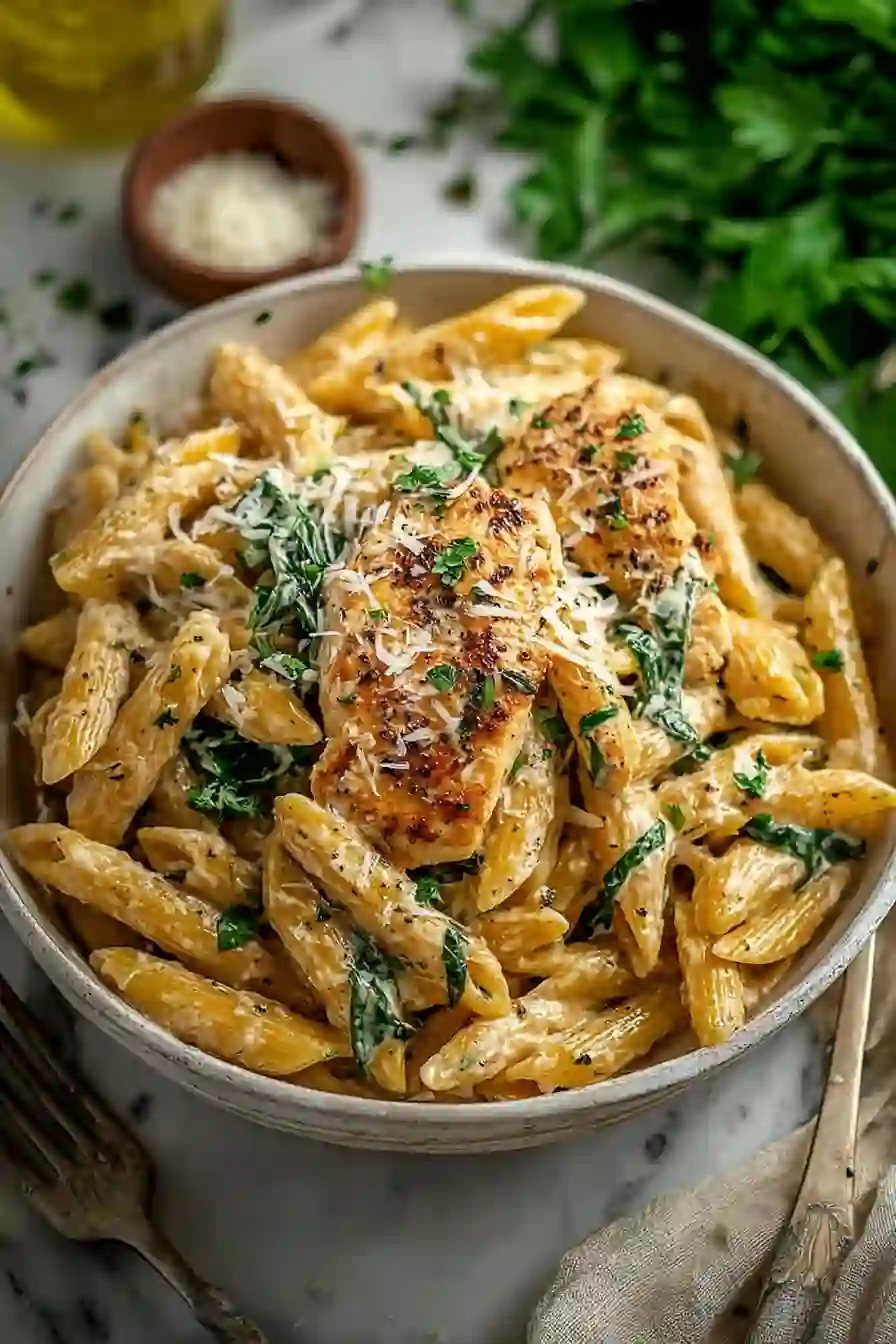 Healthy Garlic Parmesan Chicken Pasta for Meal Prep
