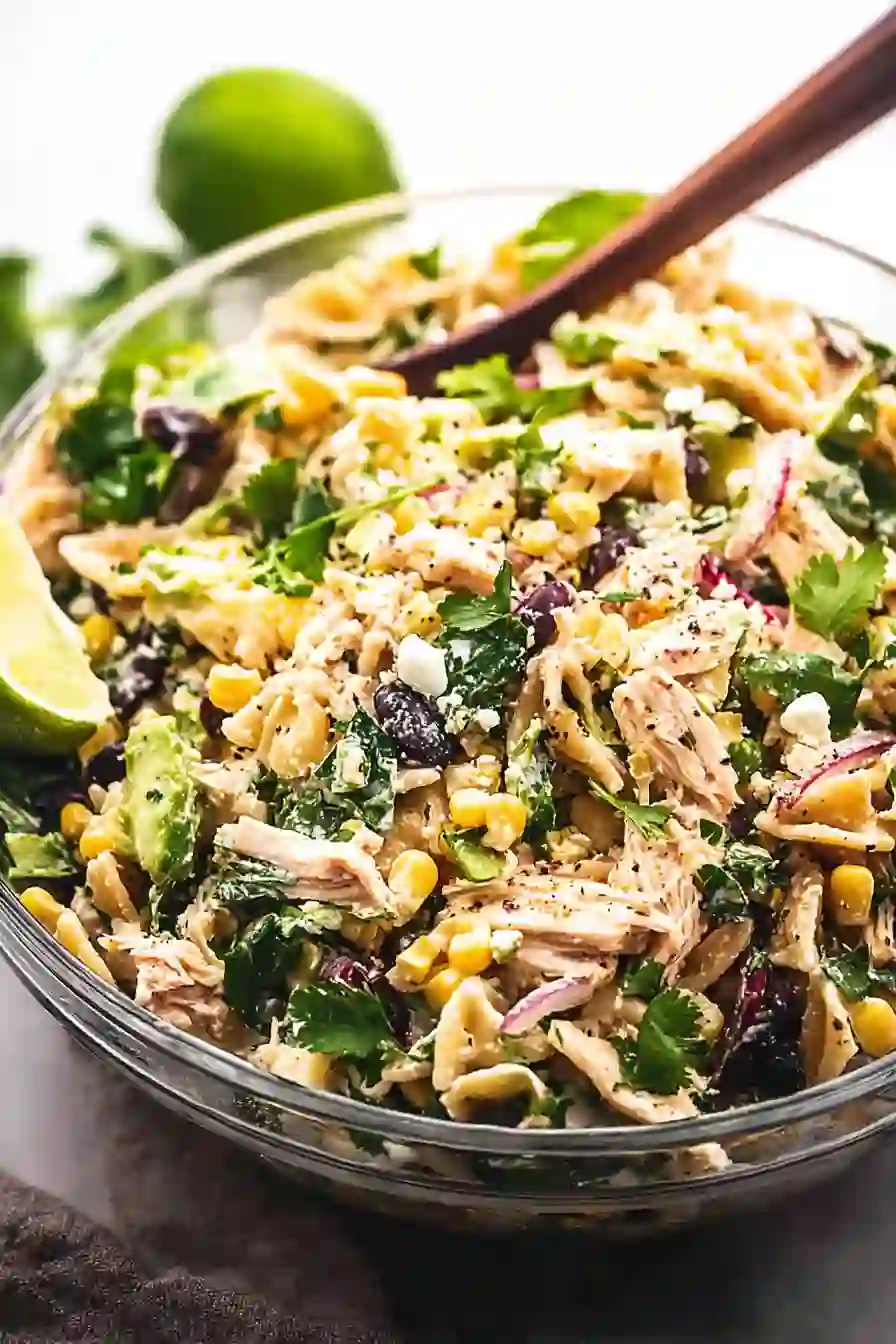 Mexican Street Corn Chicken Pasta Salad Recipe for Summer BBQs