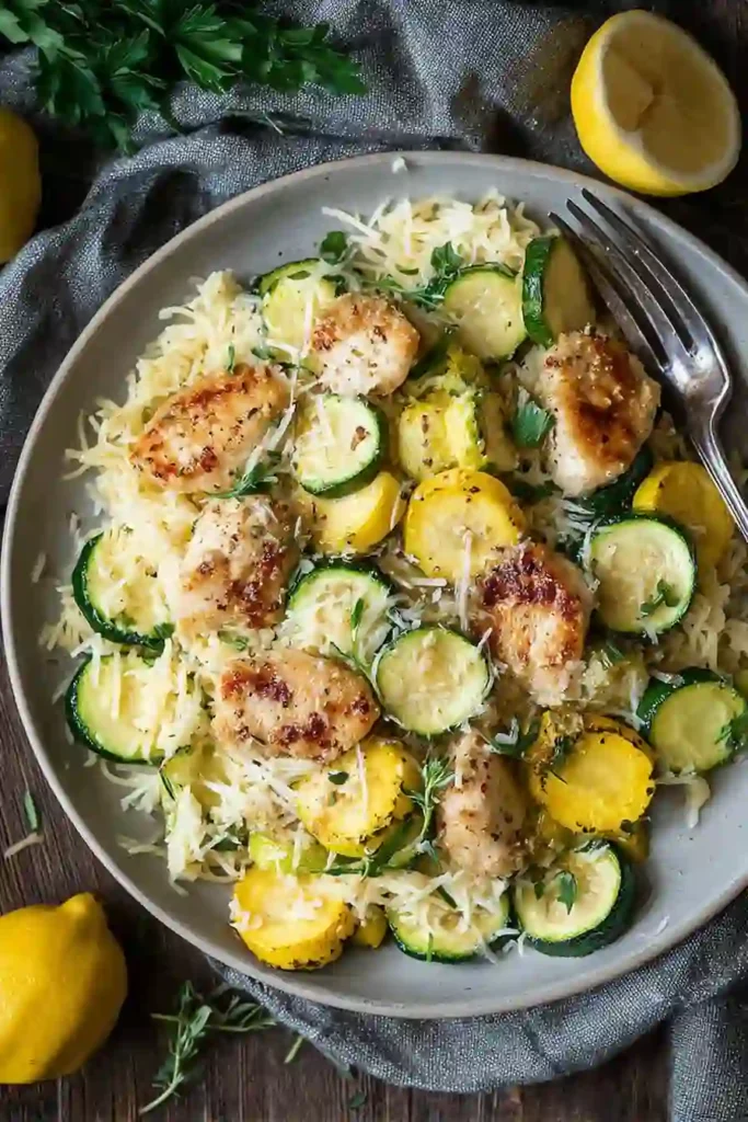 Parmesan Chicken with Zucchini and Squash