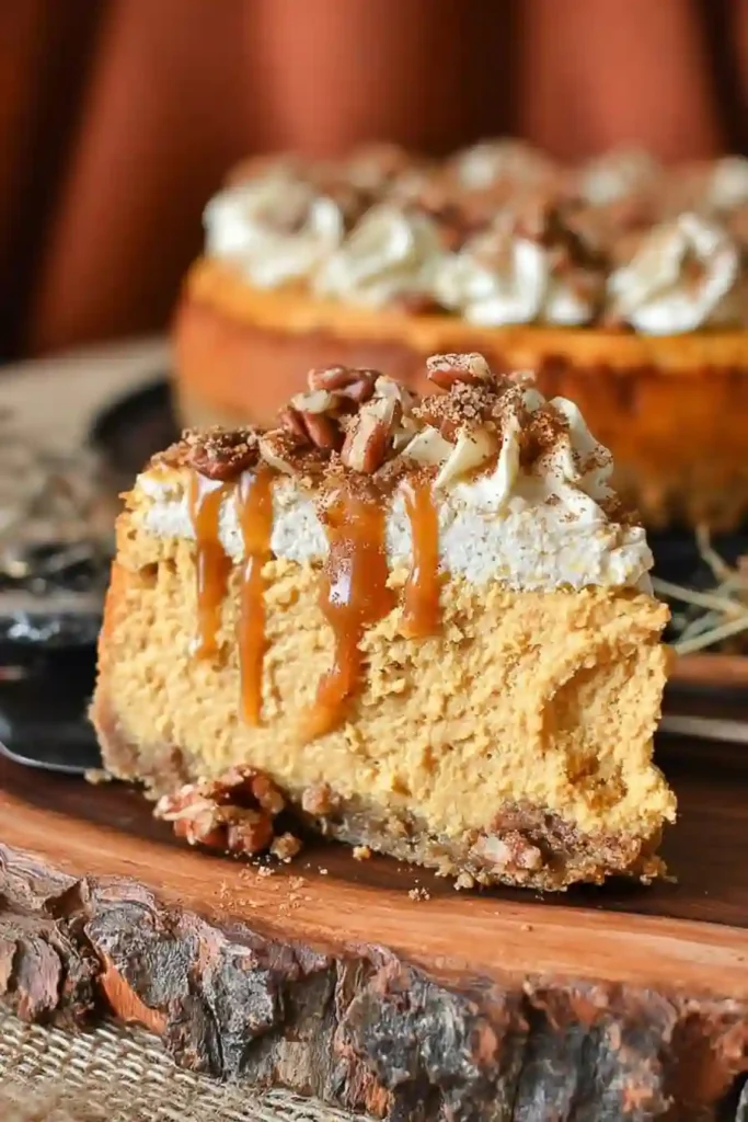 Pecan Caramel Pumpkin Cheesecake