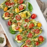 Pesto Chicken Zucchini Boats