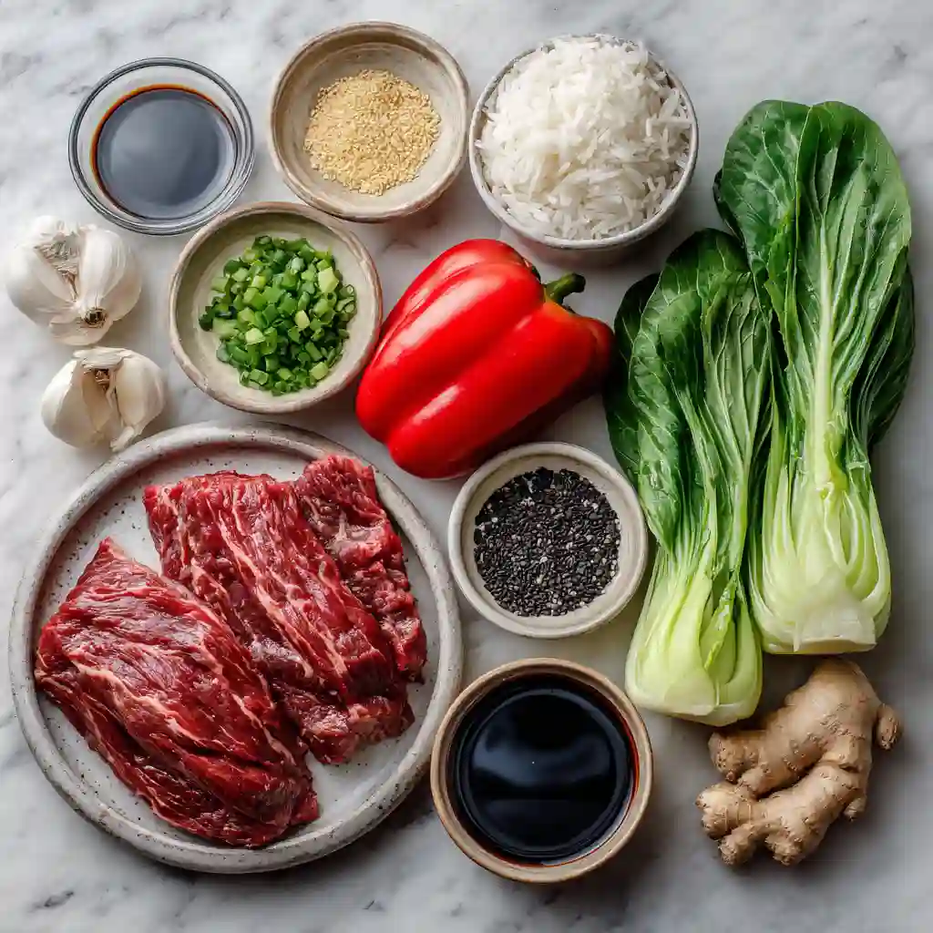 Bok Choy Stir-Fried Beef Recipe – Healthy, Fast, and Flavorful 6 Bok Choy Stir Fried Beef ingredients