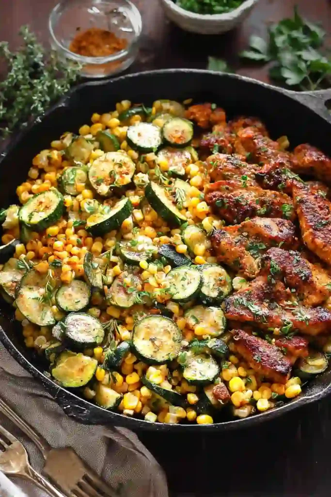 Garlic Butter Chicken with Zucchini and Corn