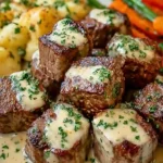 Garlic Butter Steak Bites with a Rich Parmesan Cream Sauce 4 Garlic Butter Steak Bites