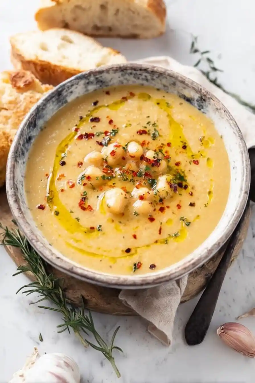 Vegan Garlic Chickpea Soup