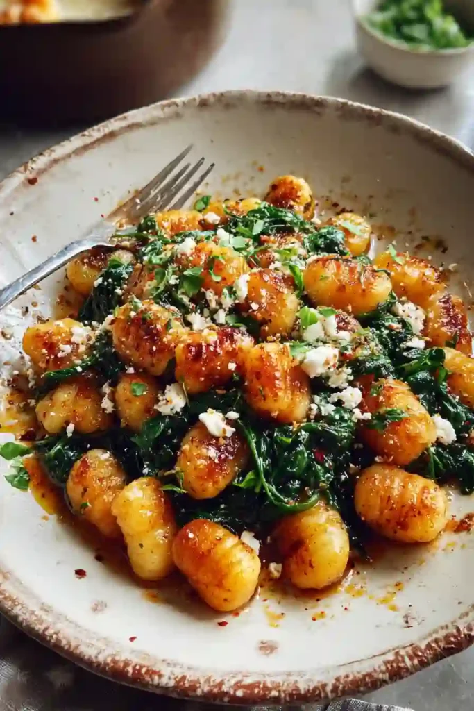 Easy Weeknight Gnocchi with Feta & Spinach 4 Gnocchi with Feta & Spinach