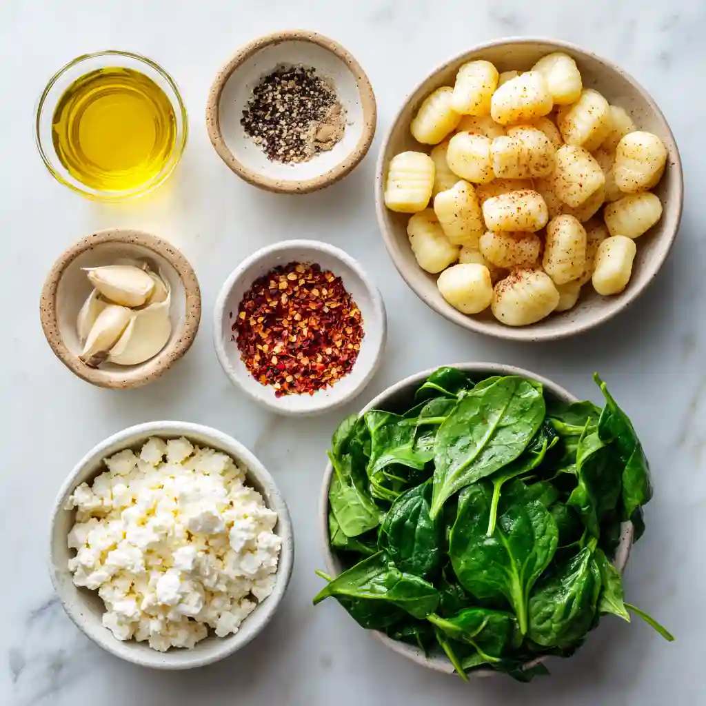 Easy Weeknight Gnocchi with Feta & Spinach 6 Gnocchi with Feta & Spinach ingredients