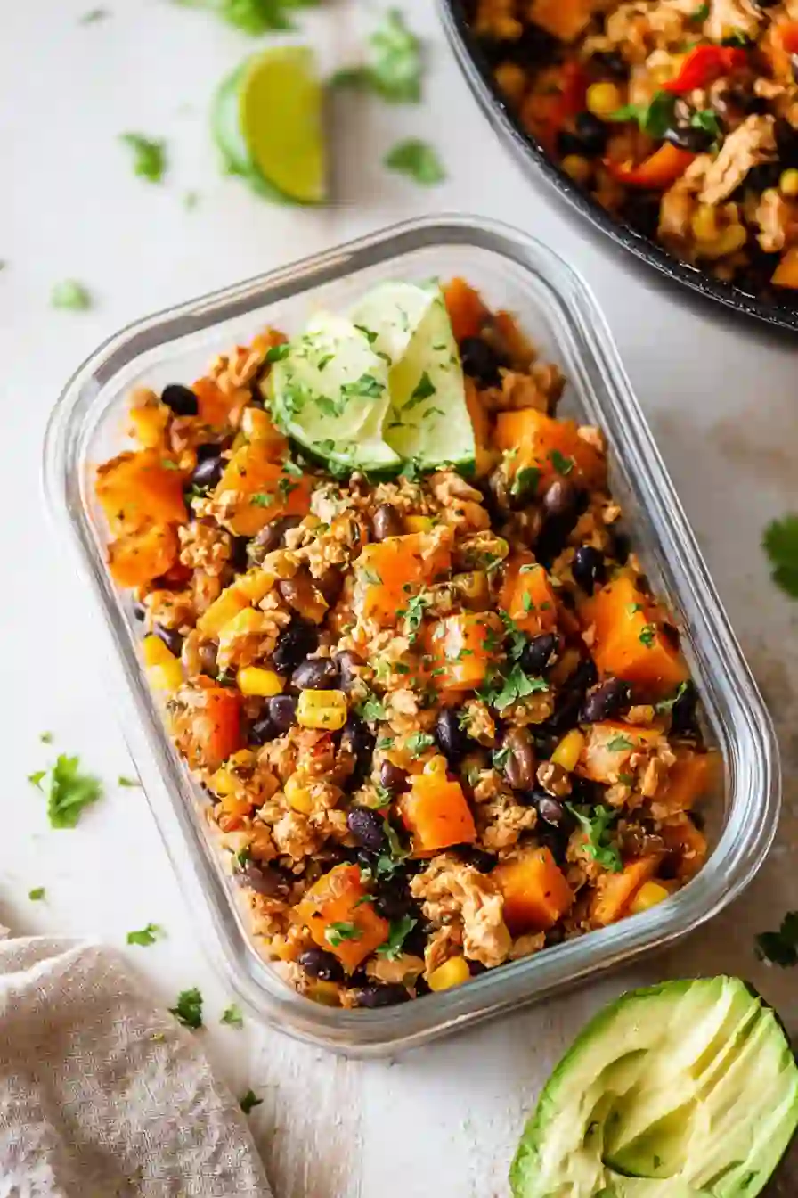 Ground Turkey Skillet with Sweet Potatoes and Black Beans