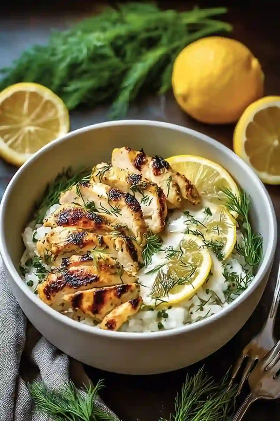 Mediterranean Lemon Dill Chicken Bowls Recipe