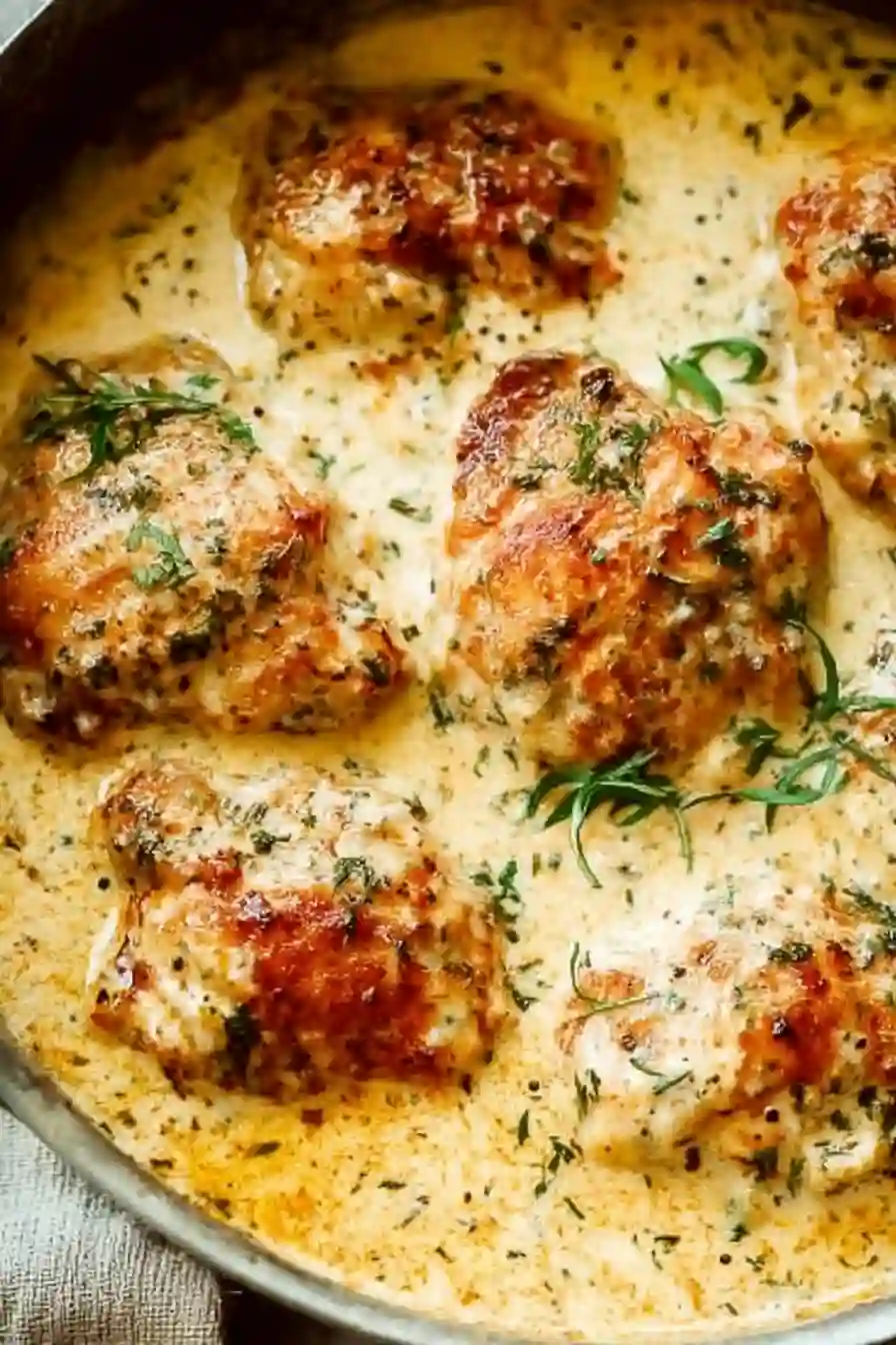 Creamy Oven Baked Chicken Thighs