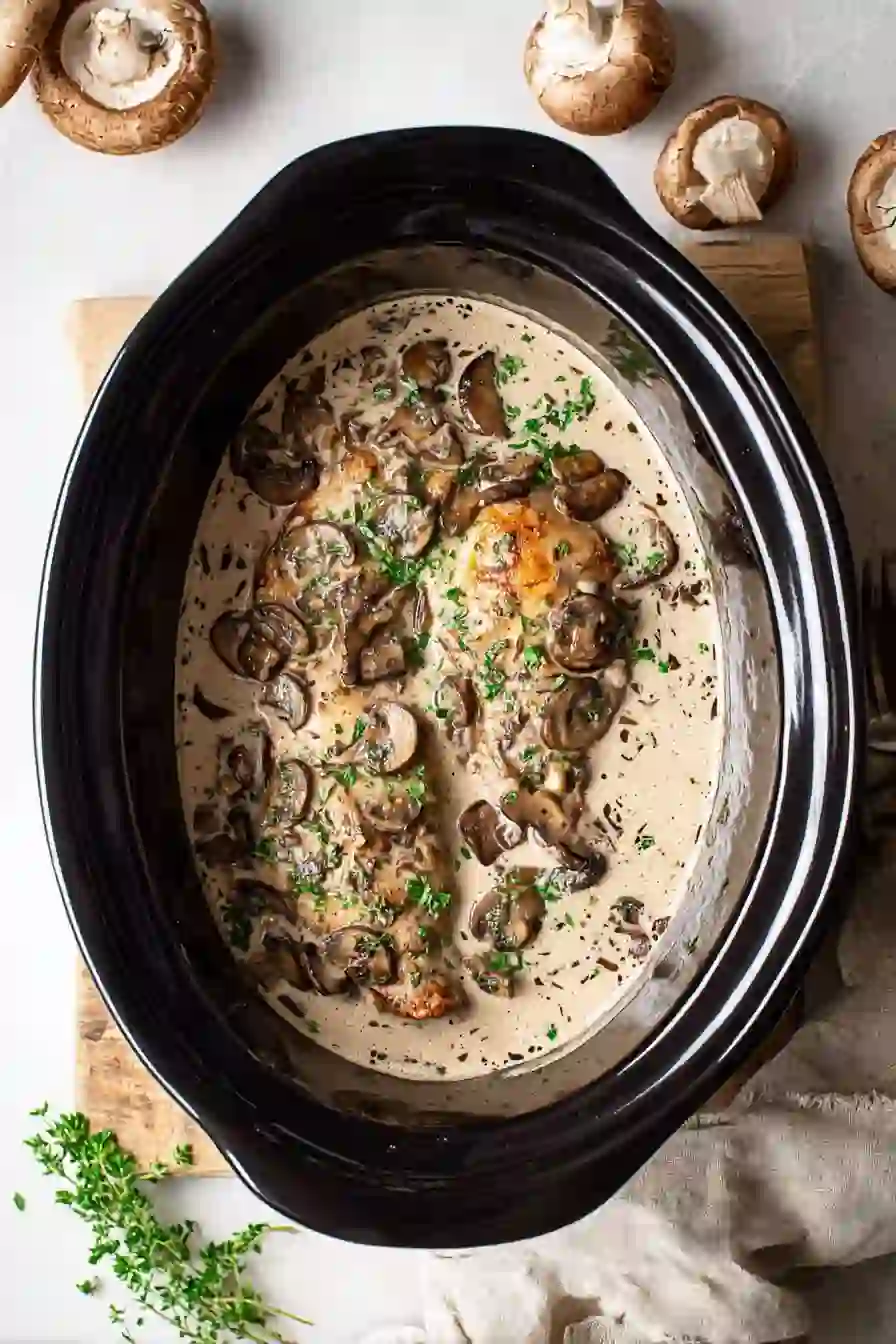 Creamy Slow Cooker Mushroom Chicken Recipe