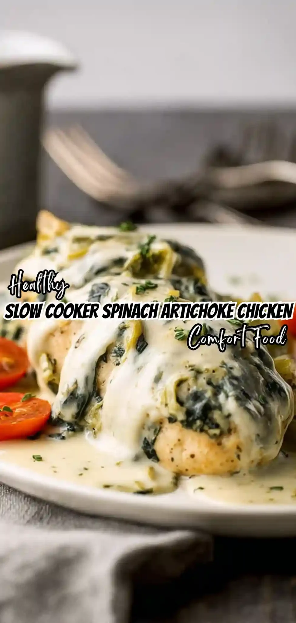 Slow Cooker Spinach Artichoke Chicken