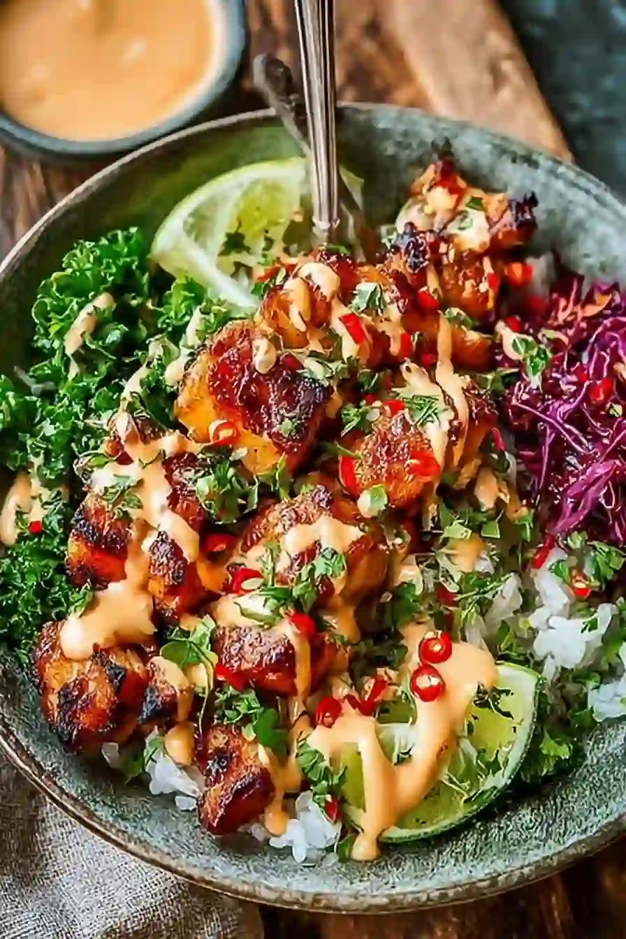 Sweet Chili Chicken Bowl with Coconut Lime Drizzle 6 Sweet Chili Chicken Bowl with Coconut Lime Drizzle