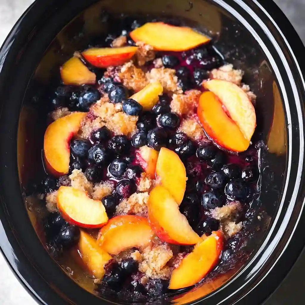 Crockpot Blueberry Peach Cobbler