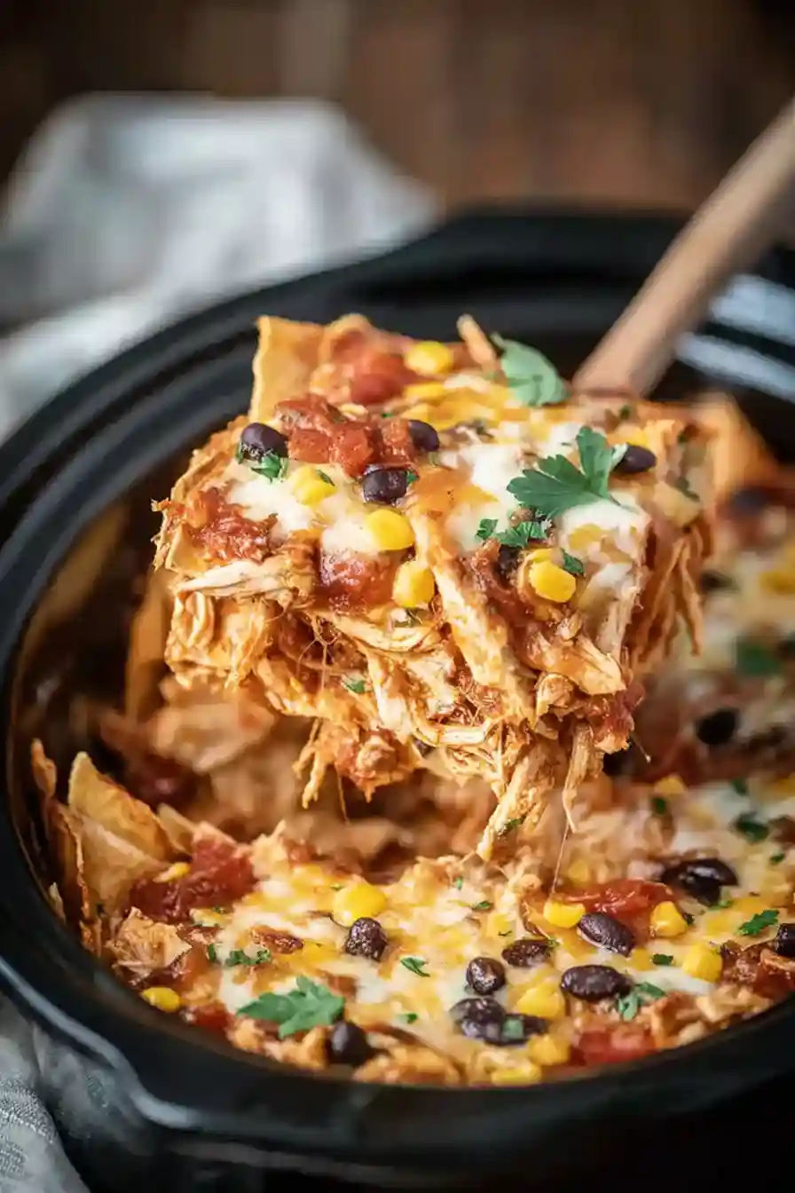 Crockpot Chicken Enchiladas Casserole