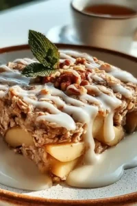 Delicious oatmeal apple breakfast bake served in a bowl