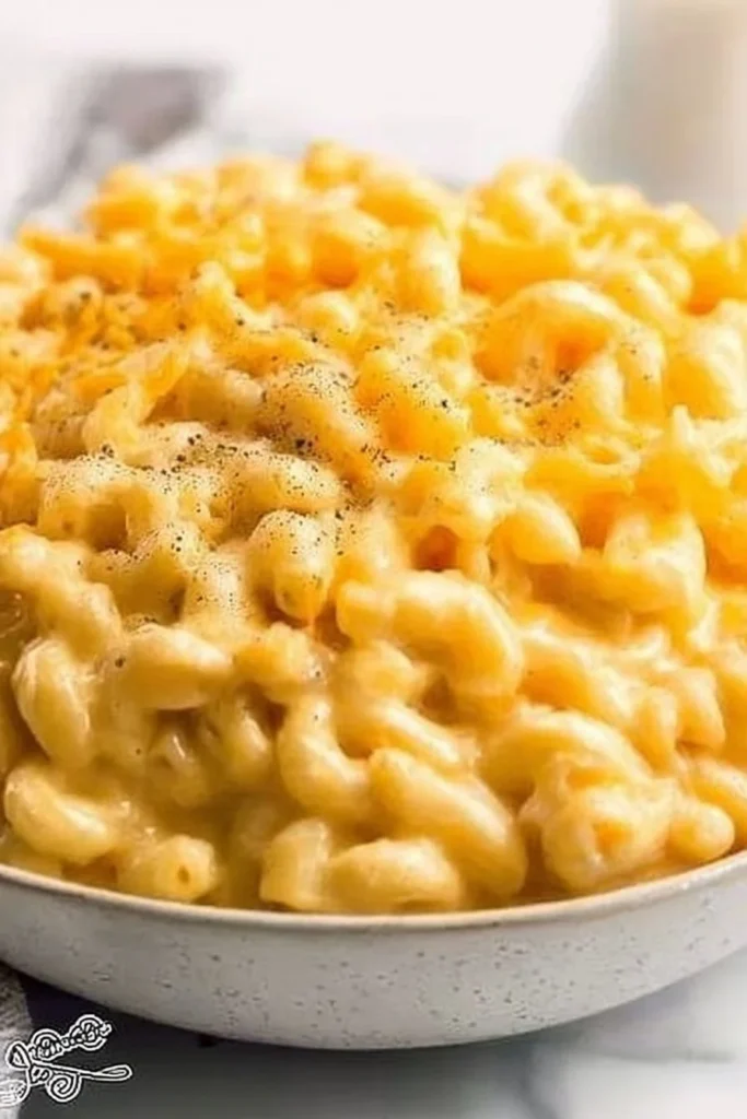 Creamy Crock Pot macaroni and cheese served in a bowl