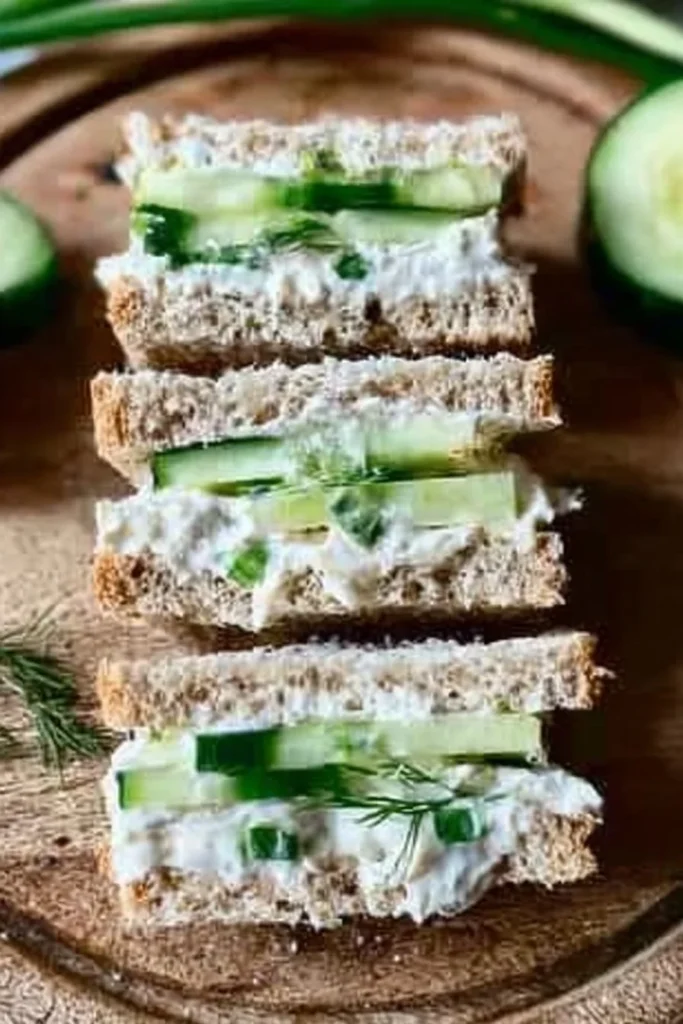Delightful vegan cucumber sandwiches served on a plate