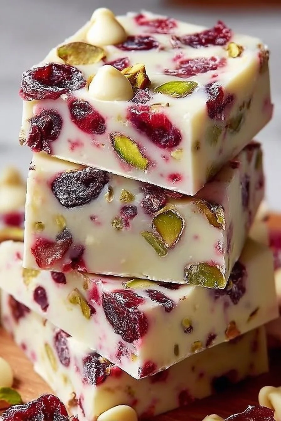 Delightful White Chocolate Cranberry Pistachio Bark