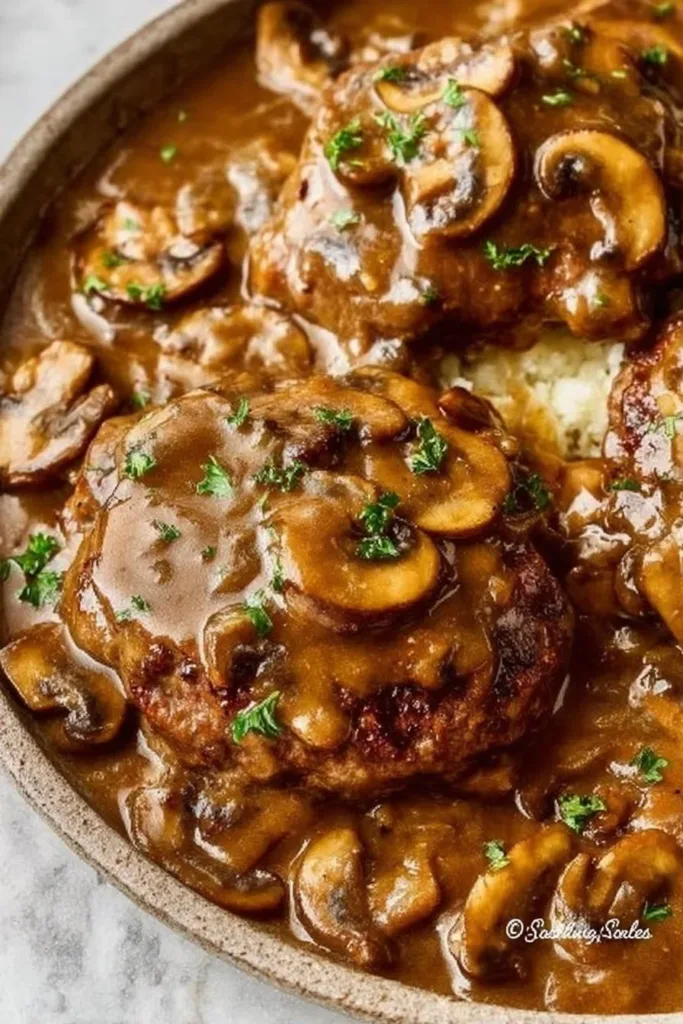 Delicious Easy Salisbury Steak served with rich Mushroom Gravy