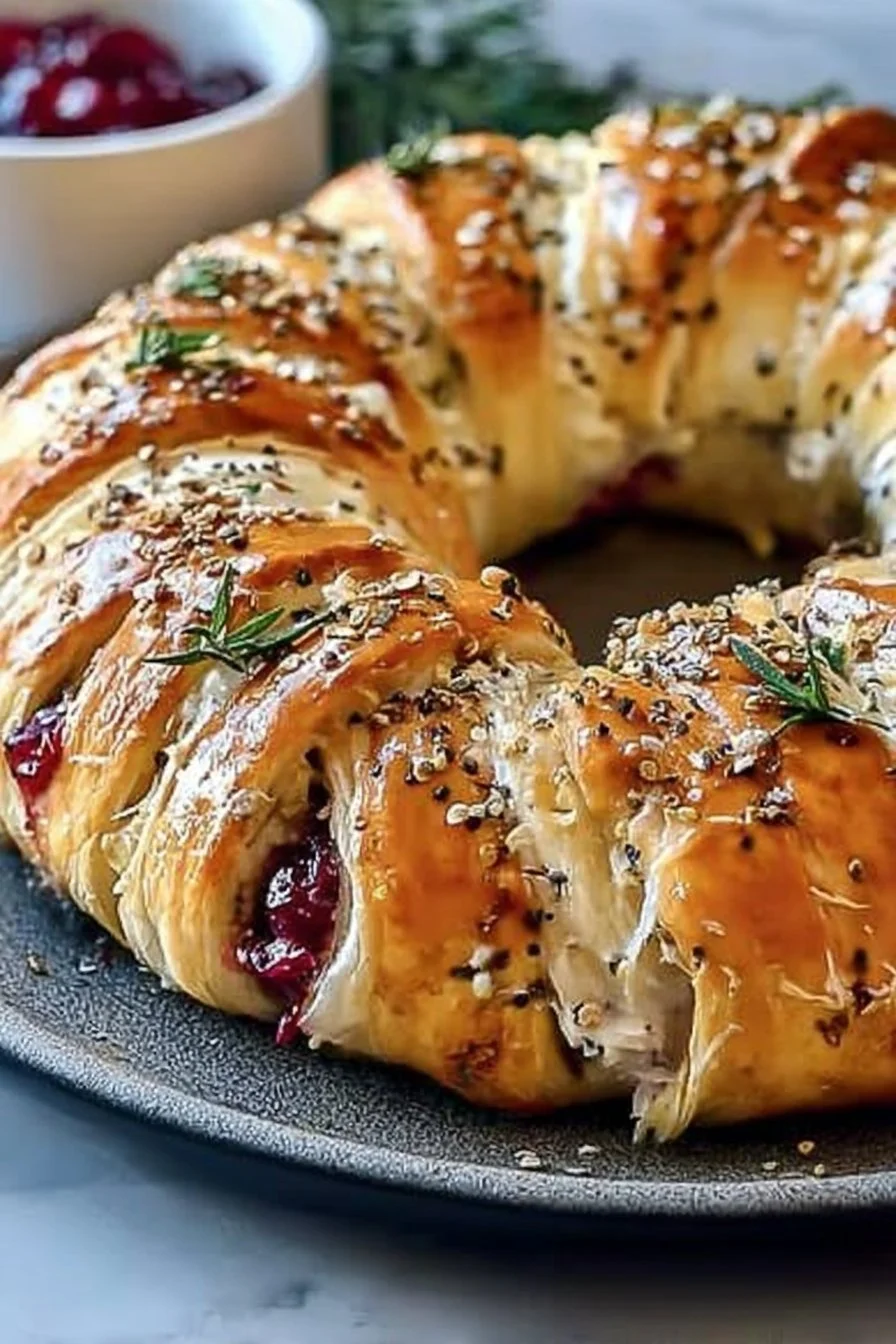 Easy Savory Turkey and Cranberry Crescent Ring