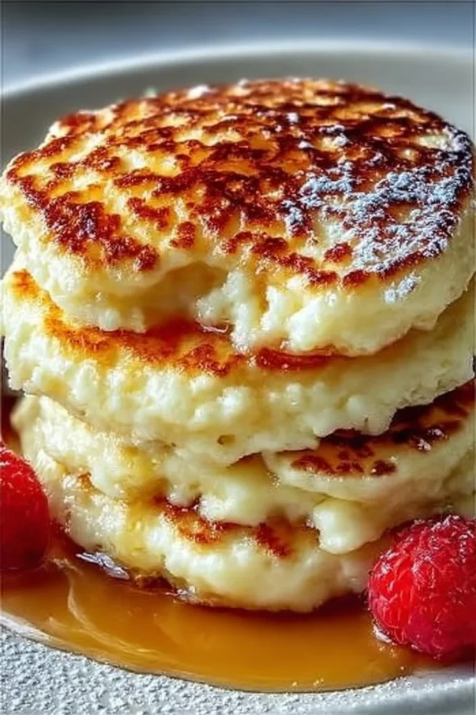 Gluten Free Cottage Cheese Pancakes 2 Delicious gluten-free cottage cheese pancakes served on a plate